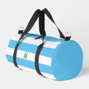 Blaue Cabana Streifen und Personalisiert grüne Mon Duffle Bag