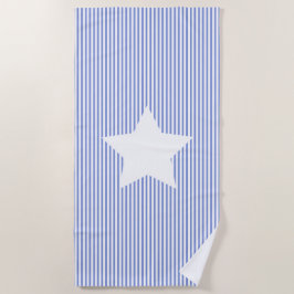 Blaue Cabana Streifen und weißes Star Badetuch