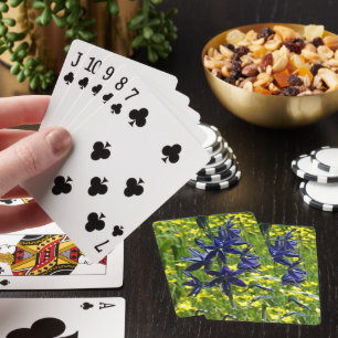 Blaue Camas und gelbe Wildblumen Blumen Spielkarten