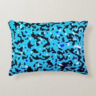 Blaue Camouflage Abstraktes Muster Dekokissen