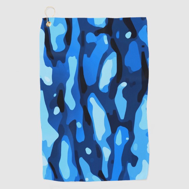 Blaue Camouflage Abstraktes Muster Golfhandtuch (Vorderseite)