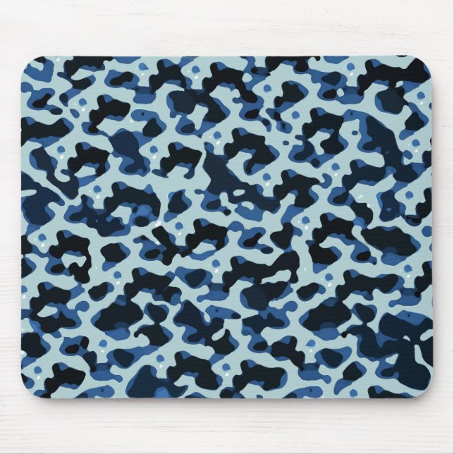 Blaue Camouflage Abstraktes Muster Mousepad (Vorne)