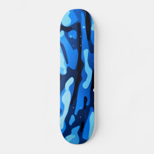 Blaue Camouflage Abstraktes Muster Skateboard