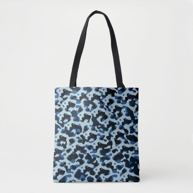 Blaue Camouflage Abstraktes Muster Tasche (Vorderseite)