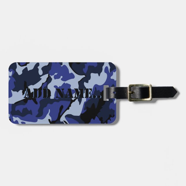 Blaue Camouflage addieren Namen, Gepäck-Umbau mit Gepäckanhänger (Vorderseite horizontal)