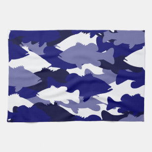 Blaue Camouflage-Bass-Fischen Handtuch