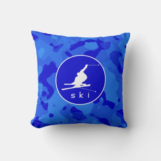 Blaue Camouflage; Camouflage Schneeschuhwandern Kissen (Vorderseite)