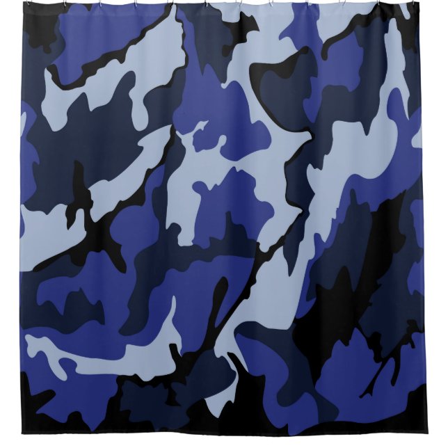 Blaue Camouflage, Duschvorhang (Vorderseite)