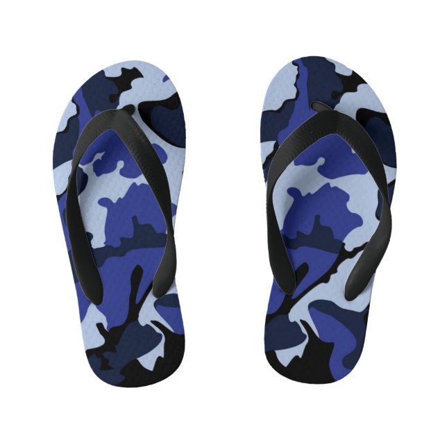Blaue Camouflage, Flip Flops für Kinder (Fußbett)