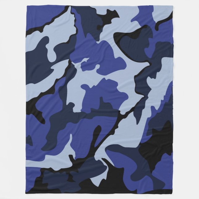 Blaue Camouflage, große Fleecedecke (Vorderseite)