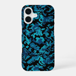 Blaue Camouflage iPhone 16 Hülle