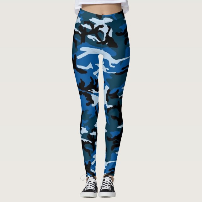blaue Camouflage-Leggings Leggings (Vorderseite)