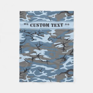 Blaue Camouflage mit kundenspezifischem Text Fleecedecke