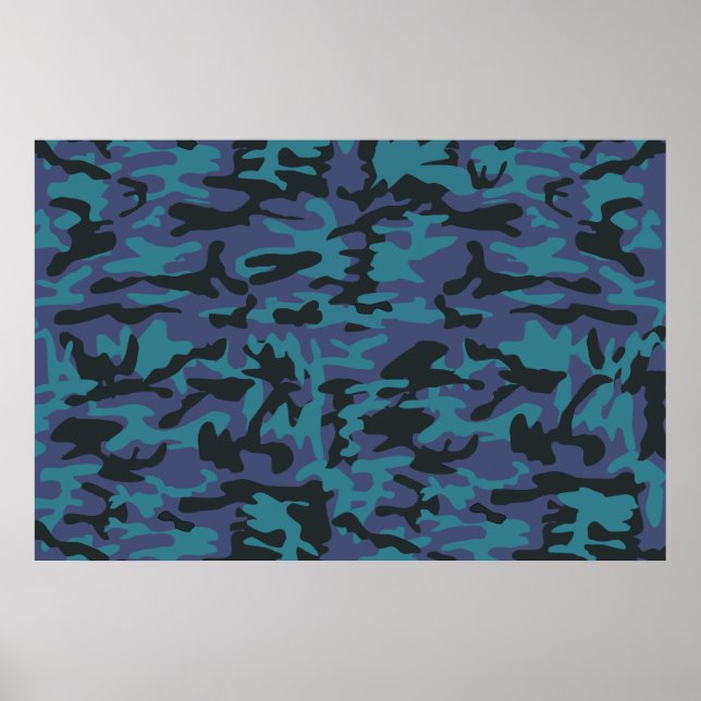 Blaue Camouflage Poster (Vorne)