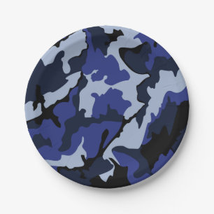 Blaue Camouflage, Teller für das 7-Zoll-Papier-Par