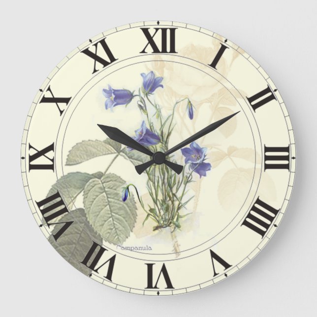Blaue Campanula-Uhr Große Wanduhr (Vorderseite)