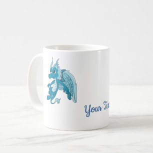 Blaue Cartoon-Kaffeetasse mit Drachen Kaffeetasse