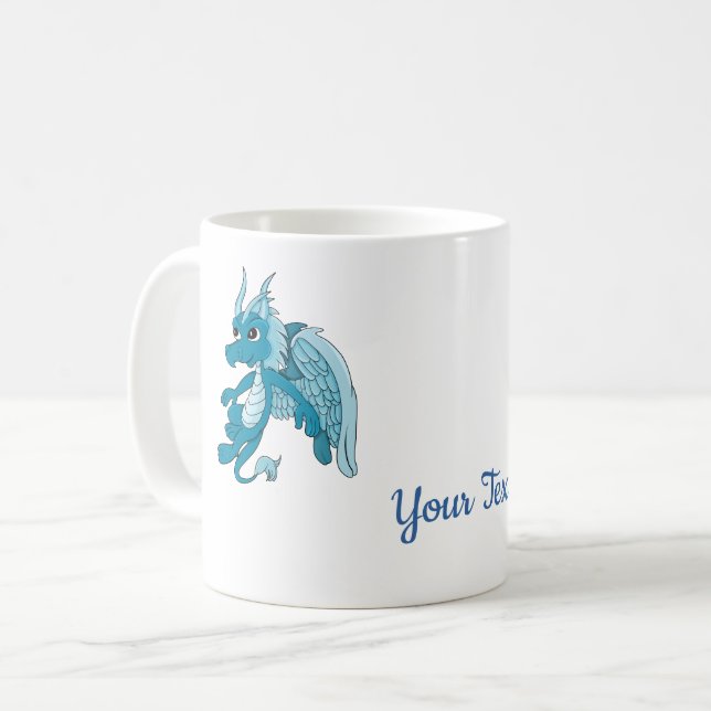 Blaue Cartoon-Kaffeetasse mit Drachen Kaffeetasse (Vorderseite Links)
