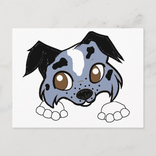 blaue Cartoon-Kleider Postkarte (Vorderseite)