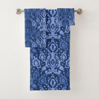 Blaue Casbah Marokkanischer Damast Badhandtuch Set