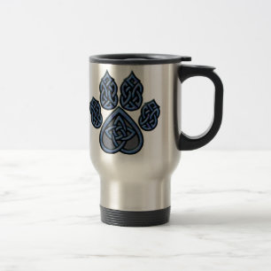 Blaue Celtic Pawprint Reise-Tasse Reisebecher