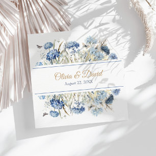 Blaue Champagner Hortensien Schrift Hochzeitsservi Serviette