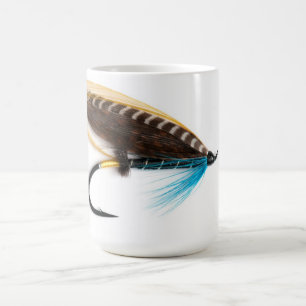 Blaue Charme-Lachse fliegen Tasse