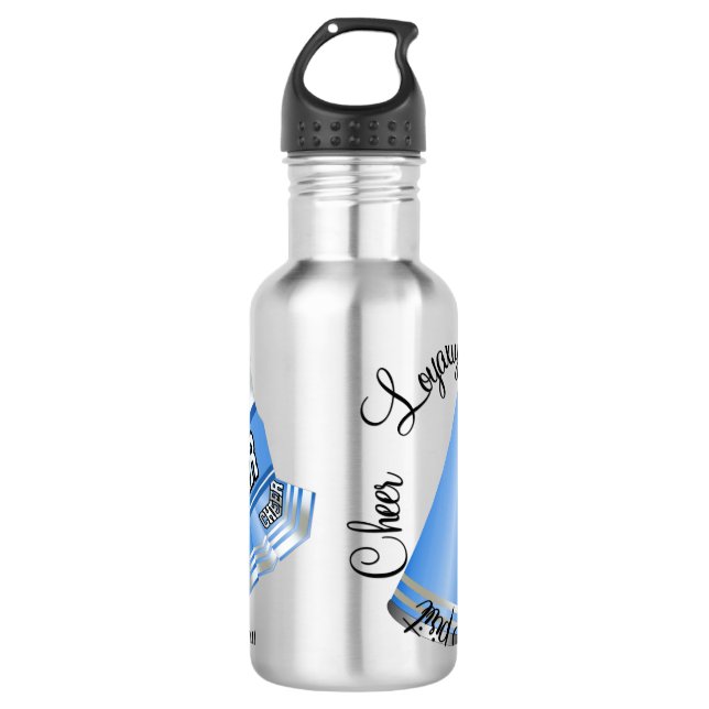 Blaue Cheerleader Edelstahlflasche (Vorderseite)
