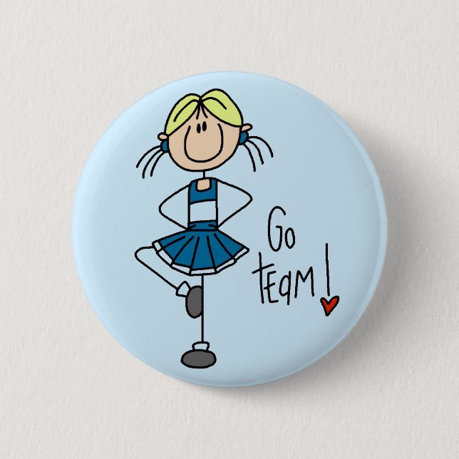 Blaue Cheerleader-T-Shirts und Geschenke Button (Vorderseite)