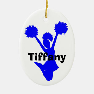 Blaue Cheerleader-Verzierung Keramik Ornament
