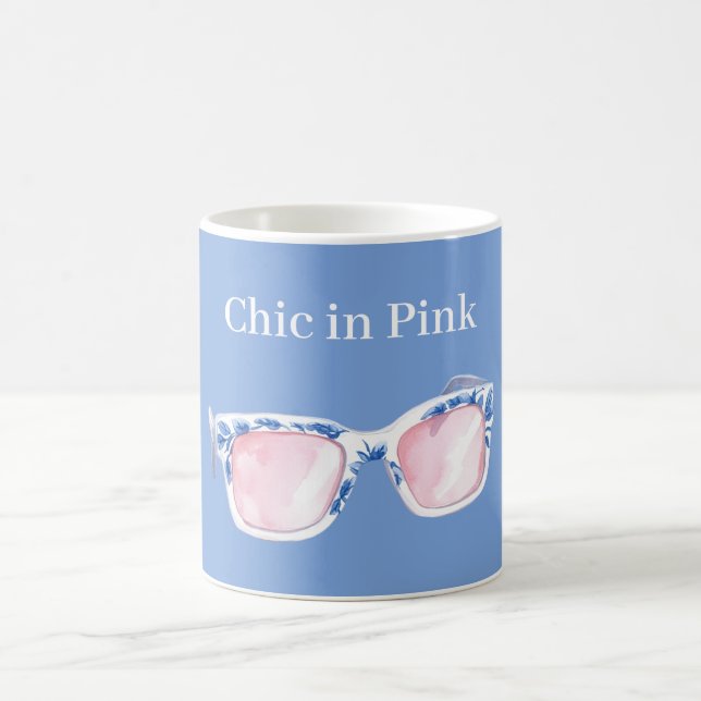 Blaue Chic in rosa Sonnenbrille Kaffeetasse (Mittel)