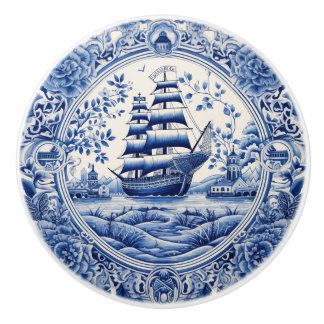 Blaue China inspirierte nautische Schiffsknöpfe Keramikknauf