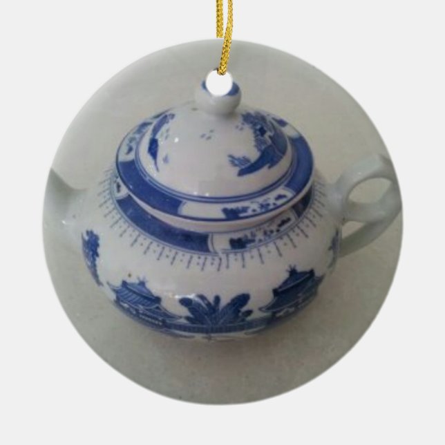 Blaue China-Teekanne Keramik Ornament (Vorne)