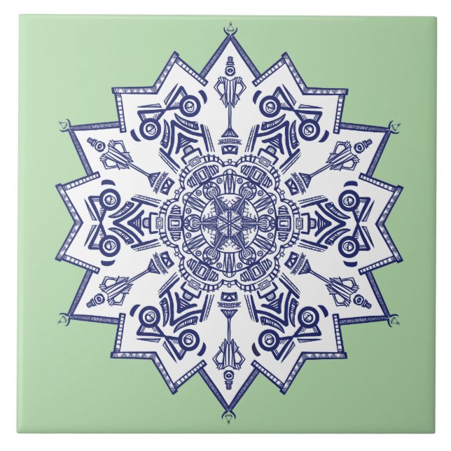 Blaue China. Was sehen Sie? Fliese (Vorderseite)