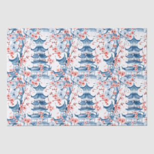 Blaue chinesische Pagoden-Kirschblüten-Muster Seidenpapier