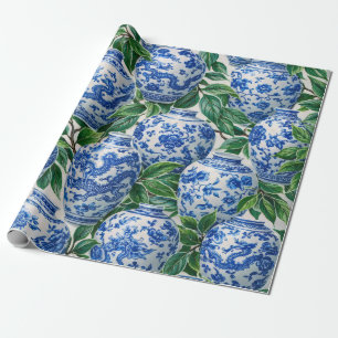 Blaue chinesische Porzellan-Ginger-Vase Geschenkpapier