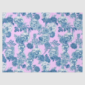 Blaue Chinesische Vasen und florale Bouquet Wasser Seidenpapier