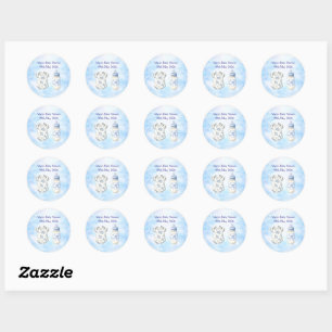 Blaue Chinoiserie-Baby-Shower-Aufkleber (20) Runder Aufkleber