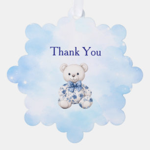 Blaue Chinoiserie-Baby-Shower-Dankeskarten Ornament Karte