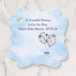 Blaue Chinoiserie Babyparty-Geschenkanhänger Geschenkanhänger