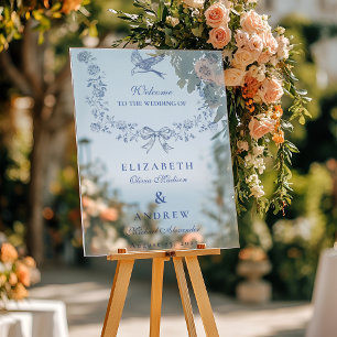 Blaue Chinoiserie-Blumen-Hochzeit Acrylschild