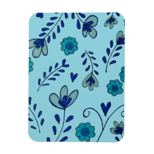 Blaue Chinoiserie-Blumen Magnet