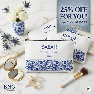 Blaue Chinoiserie-Blumenmuster-Personalisierte Hoc Zubehörtasche