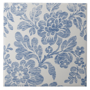 Blaue Chinoiserie Blumenvintage Fliese