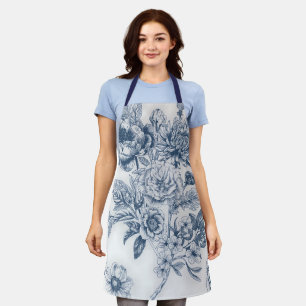 Blaue Chinoiserie Blumenvintage Schürze
