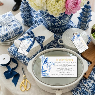 Blaue Chinoiserie-Braut-Ausstellungsdusche Begleitkarte