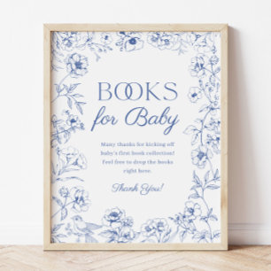 Blaue Chinoiserie-Bücher für Baby-Schild Poster