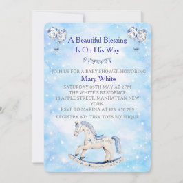 Blaue Chinoiserie-Einladung zur Babyparty Einladung