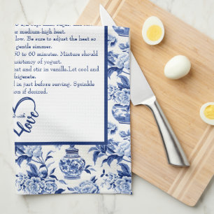 Blaue Chinoiserie-Familienrezept-Andenken individu Geschirrtuch