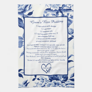 Blaue Chinoiserie-Familienrezept-Andenken individu Geschirrtuch